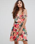 Boohoo Floral Cold Shoulder Mini Dress - Multi