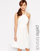 Lipstick Boutique Petite Strappy Backless Skater Dress - White