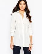 Influence Pleat Detail Shirt In Crepe - Ivory
