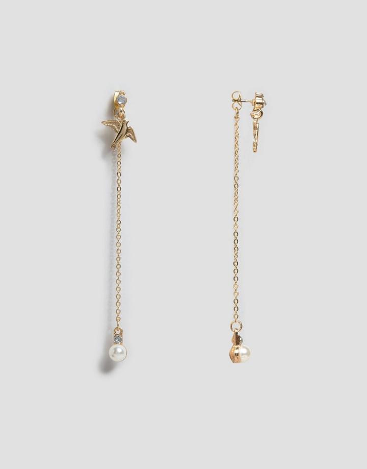 Asos Faux Pearl Strand Earrings - Gold