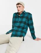 Pull & Bear Checked Flannel Shirt In Green