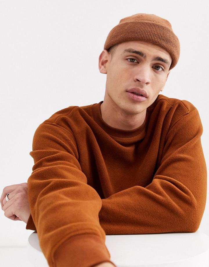 Weekday Hank Fleece Sweatshirt In Brown