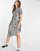 Influence Puff Sleeve Tiered Midi Dress In Animal Print-multi
