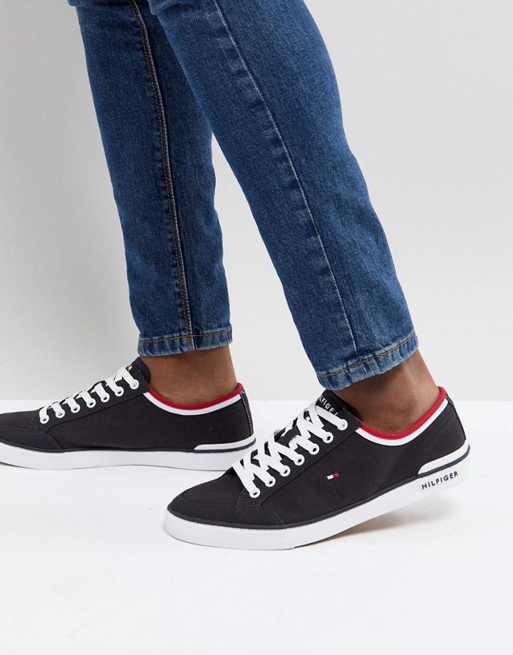 Tommy Hilfiger Core Corporate Canvas Sneakers In Navy - Navy