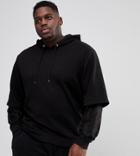 Asos Plus Oversized Hoodie With Double Layer Lace Sleeve - Black