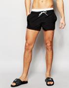 Asos Short Length Swim Shorts With Double Waistband Detail - Black