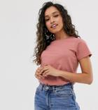 Asos Design Petite Ultimate Organic Cotton T-shirt With Crew Neck In Dusty Pink - Cream
