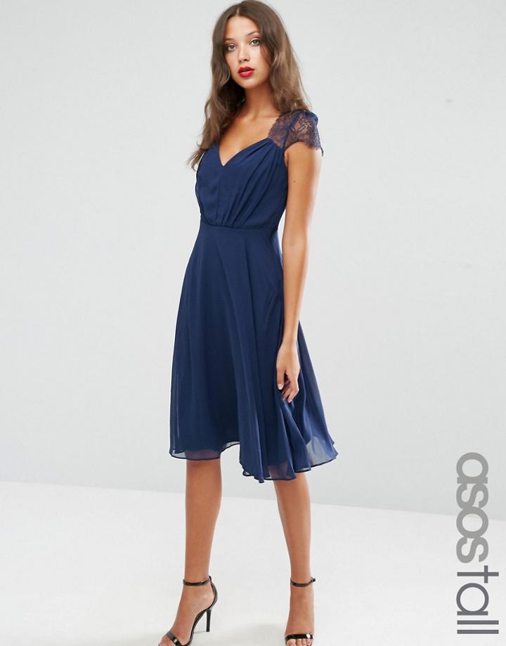 Asos Tall Kate Lace Midi Dress - Navy