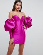 Asos Red Carpet Deep Plunge Cocktail Mini Dress With Extreme Sleeve - Pink