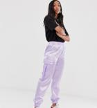 Reclaimed Vintage Inspired Satin Utility Sweatpants-purple