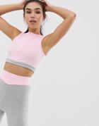 Prettylittlething Gym Top With High Neck In Pink - Pink