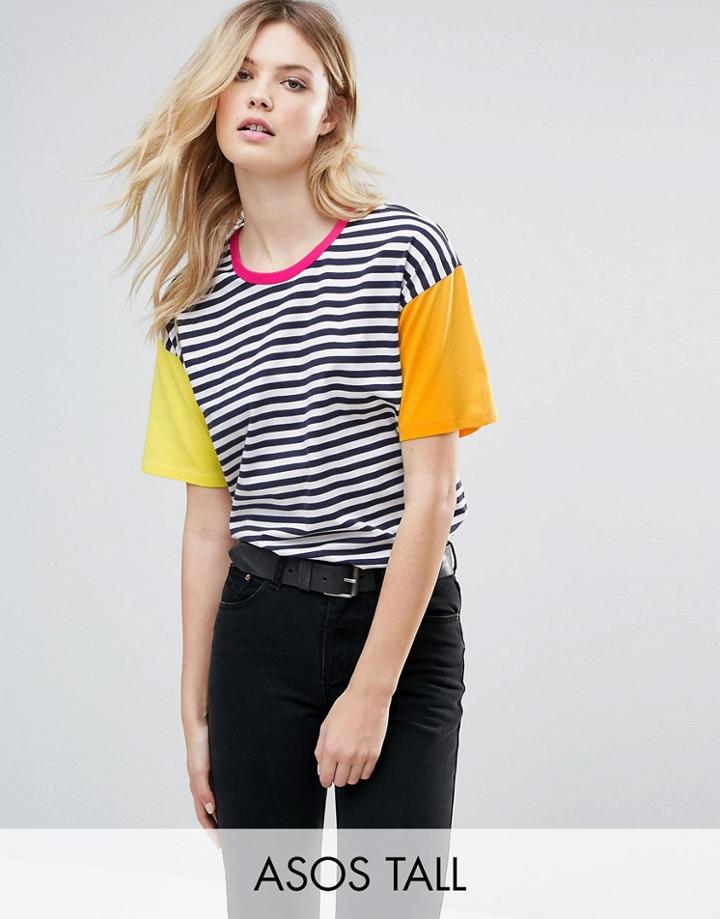 Asos Tall Top In Cutabout Color Block Stripe - Multi