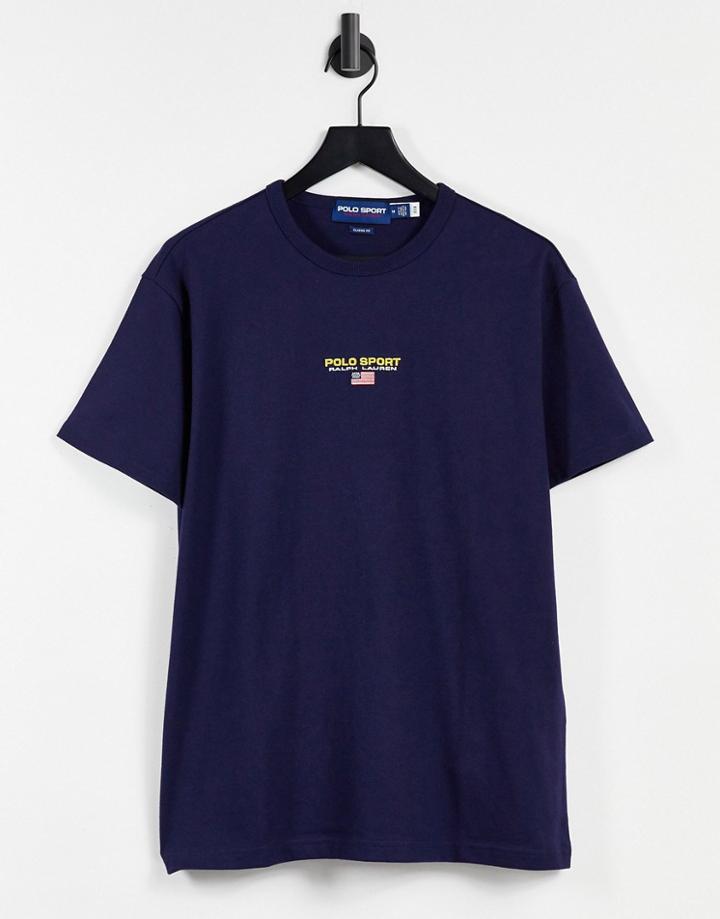 Polo Ralph Lauren Sport Capsule Central Logo T-shirt In Cruise Navy
