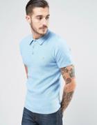 Farah Sutton Short Sleeve Knitted Polo Shirt - Blue