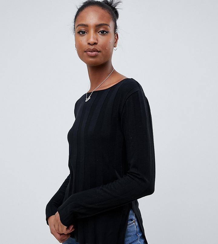 Asos Design Tall Sweater In Deep Rib - Black