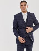 Selected Homme Slim Suit Jacket In Navy Check - Navy