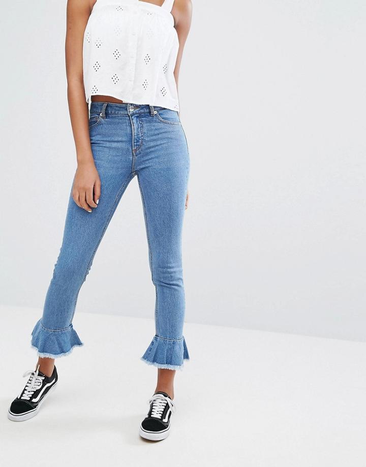 Monki Flare Hem Jeans - Blue