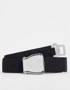 Asos Design Slim Woven Belt In Black With Seat Belt Buckle