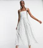 Asos Design Tall Shirred Elastic Back Jumpsuit In Meadow Floral-multi