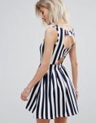 Madam Rage Stripe Skater Dress With Heart Detail - Multi