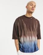 Asos Design Organic Oversized T-shirt In Brown Tie Dye