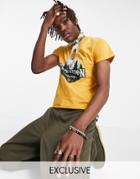 Reclaimed Vintage Inspired Retro Fit T-shirt With Outdoors Graphic In Orange