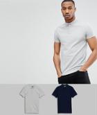 Asos Design Polo With Button Down Collar In Pique 2 Pack Save - Multi