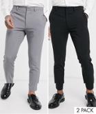 Asos Design 2 Pack Super Skinny Pants In Black And Gray-multi