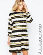 Asos Maternity Shift Dress In Scratchy Stripe - Multi