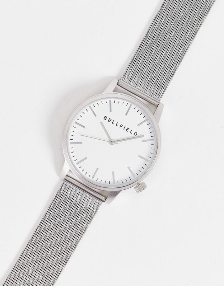 Bellfield Mesh Strap Watch In Silver