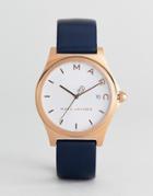 Marc Jacobs Mj1609 Henry Leather Watch In Navy 36mm - Navy