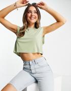 Monki Chris Recycled Cropped Tank In Green