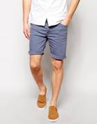 Asos Denim Shorts In Skinny Fit Mid Length - Blue