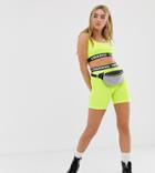 Crooked Tongues Neon Short Legging With Branded Elastic - Green