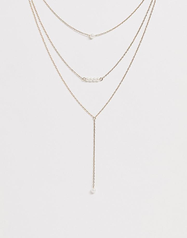 Johnny Loves Rosie Triple Layered Necklace In Gold