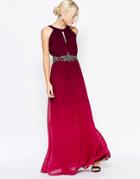 Little Mistress Ombre Maxi Dress With Embellished Waist - Red