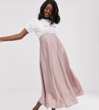Asos Design Maternity Satin Floaty Midi Skirt - Purple