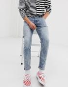 Asos Design Skinny Ankle Grazer Jeans In Acid Wash-blue