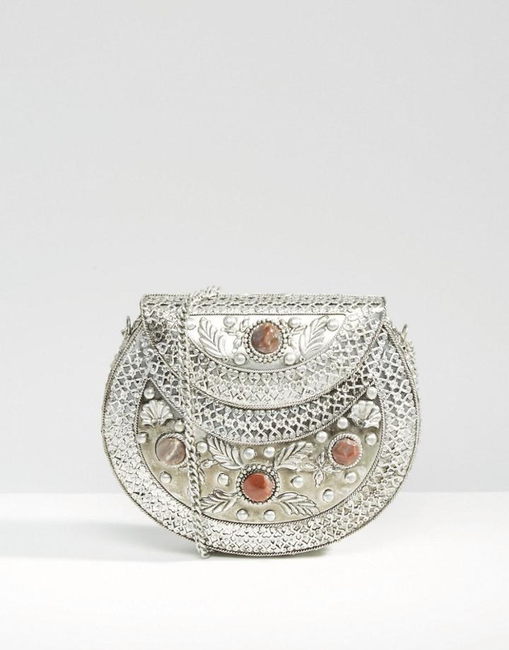 Park Lane Hand Etched Metal Bag - Silver