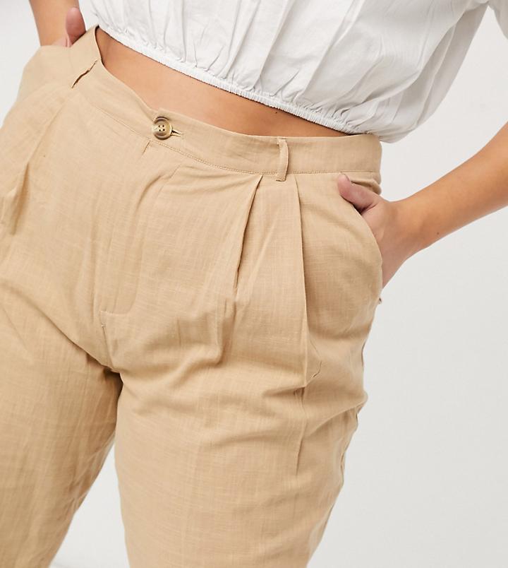 In The Style Plus X Lorna Luxe Linen Pleated Volume Pants In Camel-brown