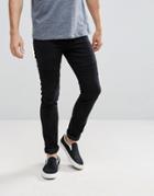 Celio Slim Fit Biker Jeans In Black - Black