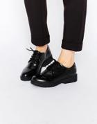 Blink Chunky Sole Clean Lace Up Flat Shoes - Black