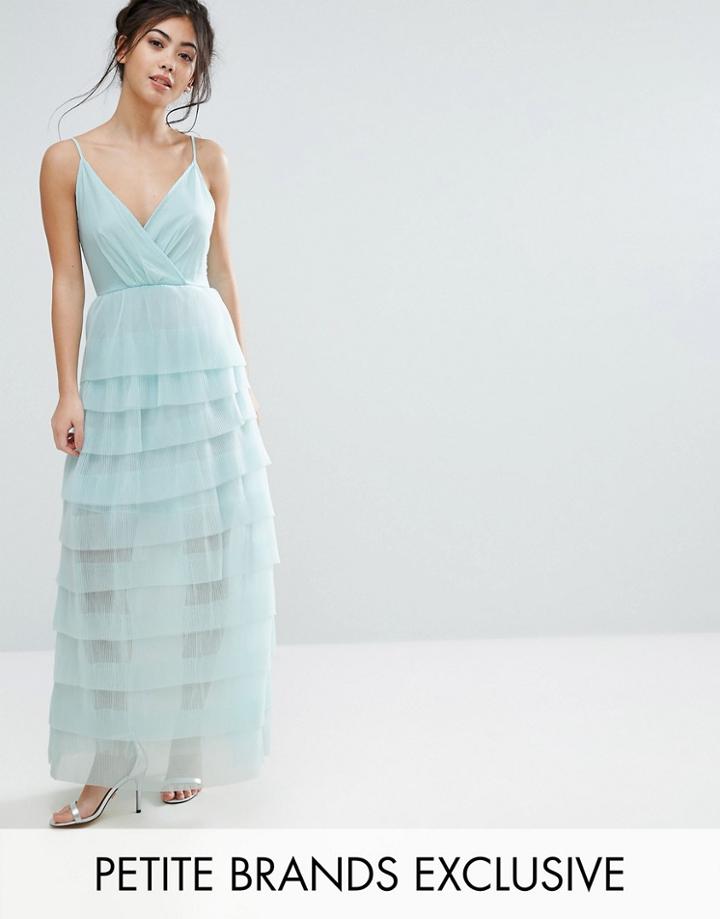 True Decadence Petite Cami Maxi Dress With Ruffle Pleated Skirt - Green