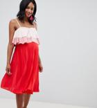 Asos Design Maternity Nursing Tiered Double Layer Pleated Skirt Dress - Multi