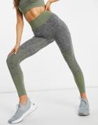 Hiit Kerenza Seamless Ombre Leggings In Gray And Green-grey