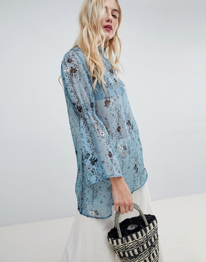 Jdy Floral Printed High Neck Top - Multi
