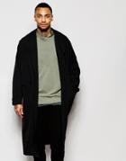 Asos Duster Coat With Magnet Fastening In Black - Black