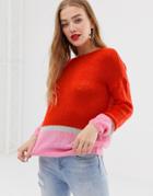 Jdy Color Pop Stripe Sweater - Red