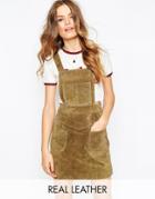 Asos Mini Skirt In Suede With Overall Bodice - Khaki