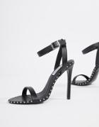 Steve Madden Piercing Stud Trim Barely There Sandal - Black